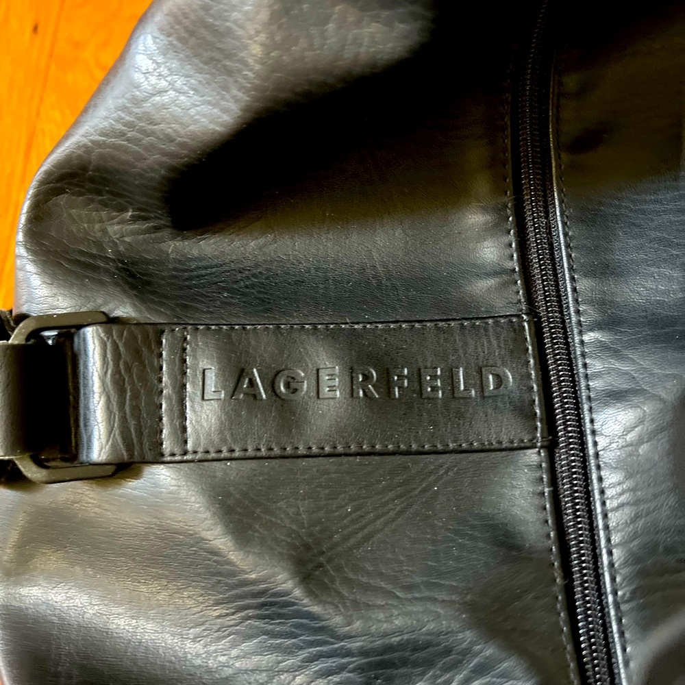 Lagerfield Black Leather Duffel Bag